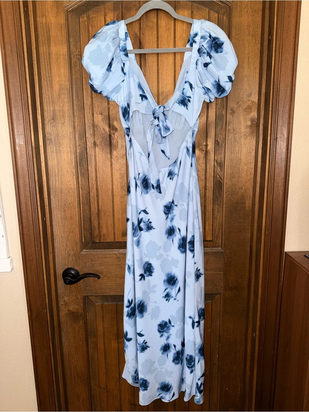 Abercrombie & Fitch Light Blue Maxi Dress with Navy Floral Print